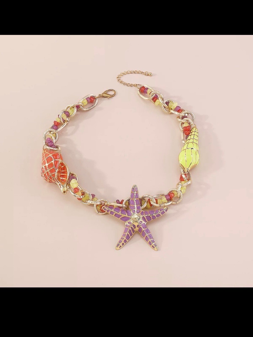 Gold-Tone Multicolor Enamel Starfish Bracelet - Purple, Orange & Yellow